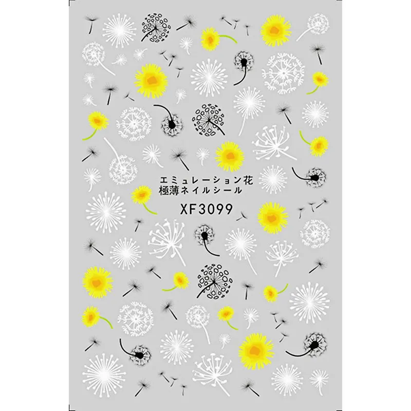 

Elegant Daisy Floral 3D Pattern Design Nail Art Decal Nail Art Decoration Self Adhesive Slider Manicura Accesorios Sticker
