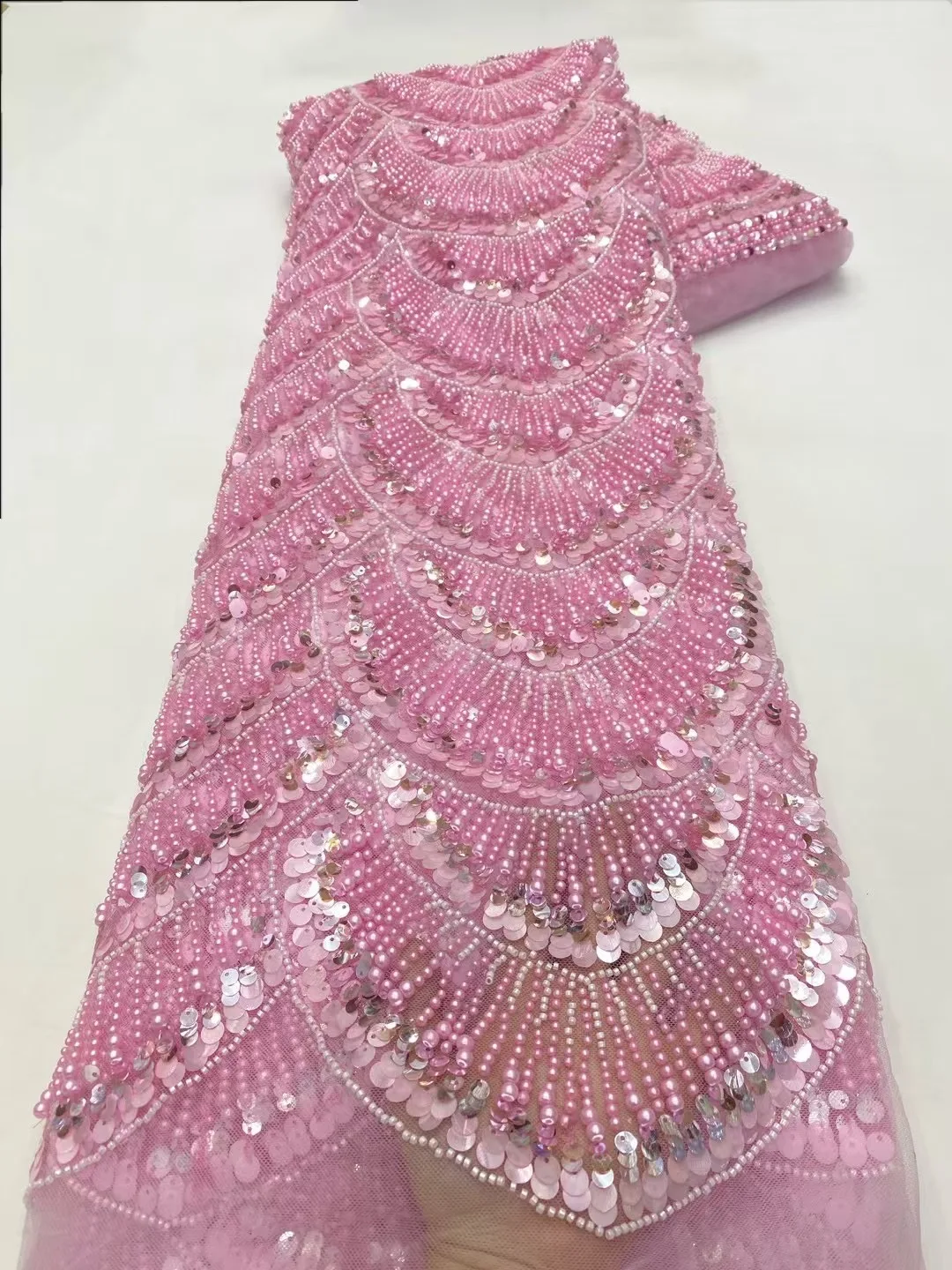 Французское кружево с бусинами 5 ярдов