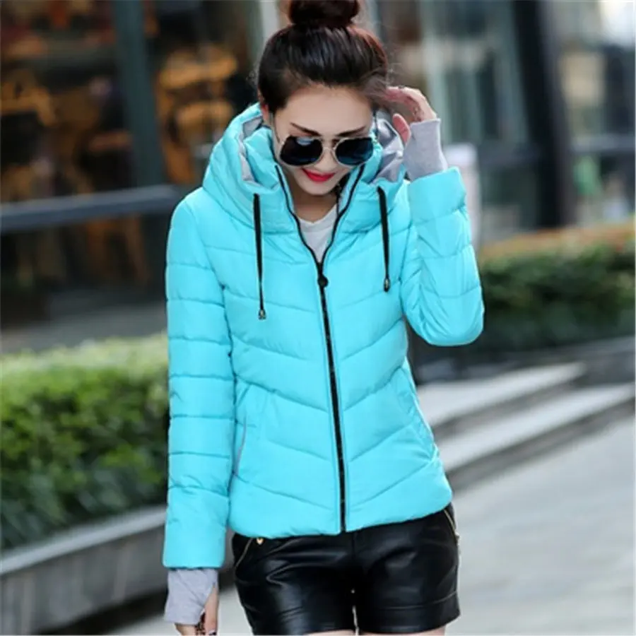 Women Parkas Winter   Female Cotton Puffer Padded Jacket Coat Slim Fit Casual Hooded Outerwear Overcoats for Woman Top korean