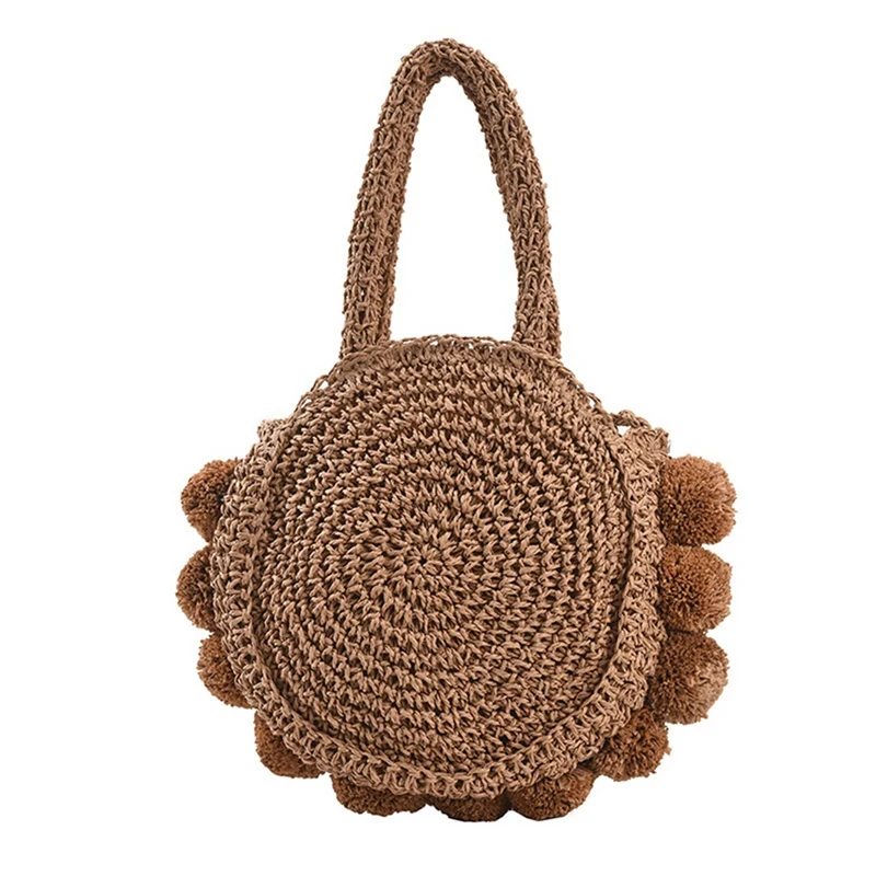 

NEW-Desinger Circular Soft Women's Shoulder Bag Fashion Straw Crossbady Bags 2021 Luxury Handbag For Women