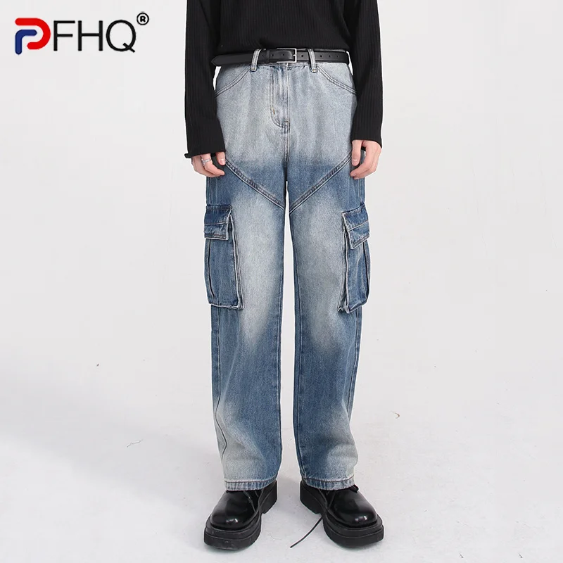 

2023 модные оригинальные мужские джинсы PFHQ, новые прямые комбинезоны, брюки в стиле хип-хоп, уличная одежда, нишевой дизайн, весенние брюки высокого качества