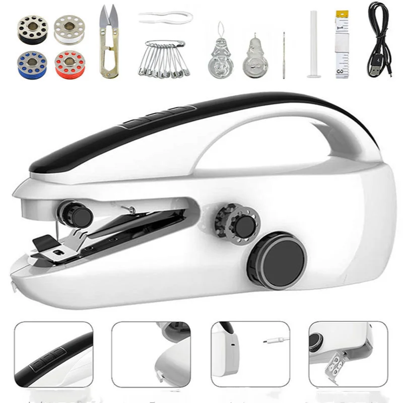 

Portable Handheld Mini Stitch Sewing Machine Sew Needlework Cordless Clothes Fabrics Electric Sewing Machine Handwork Tools