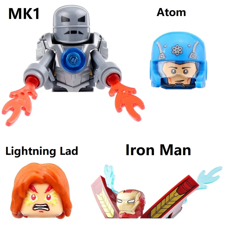Superhero Iron Man MK1 MK 1 Atom Lightning Lad Building Blocks Mini Action Figure Toys