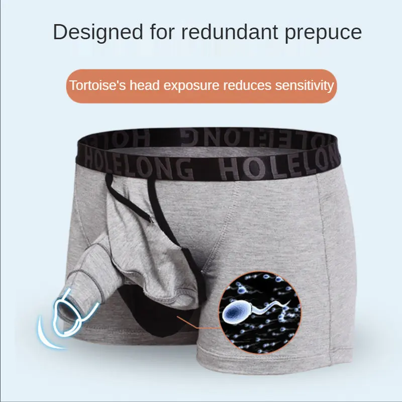Cuecas Boxer Masculina Separation And Resistance Underwear Men'S Snap Type Egg Gun Split U Convex Scrotum Set Boxer Shorts Sex