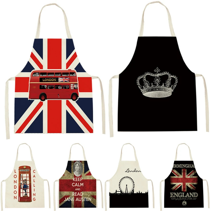 

WQL107 Kitchen Apron for Women Sleeveless Cotton Linen Kids Family Matching Aprons Cooking Cleaning Pinafore Baking Waist Bib