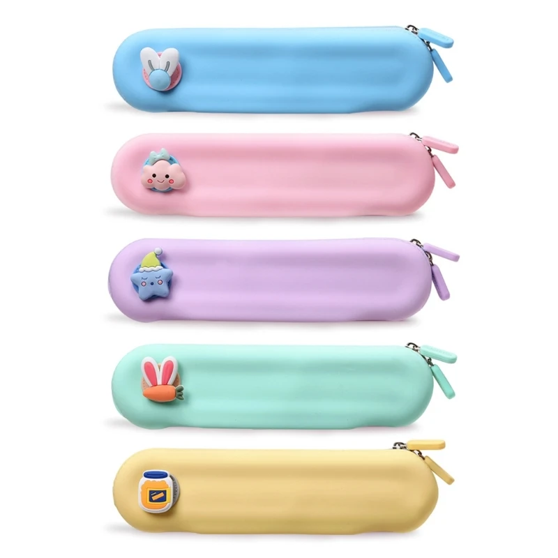 

DXAB Waterproof Makeup Bag Silicone Pencil Pen Case Cartoon Pen Bag for School