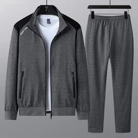 autumnmens casual zipper tracksuit jacket sweatpant 2pcs suit male sports suit outdoor jogging set plus size running suit