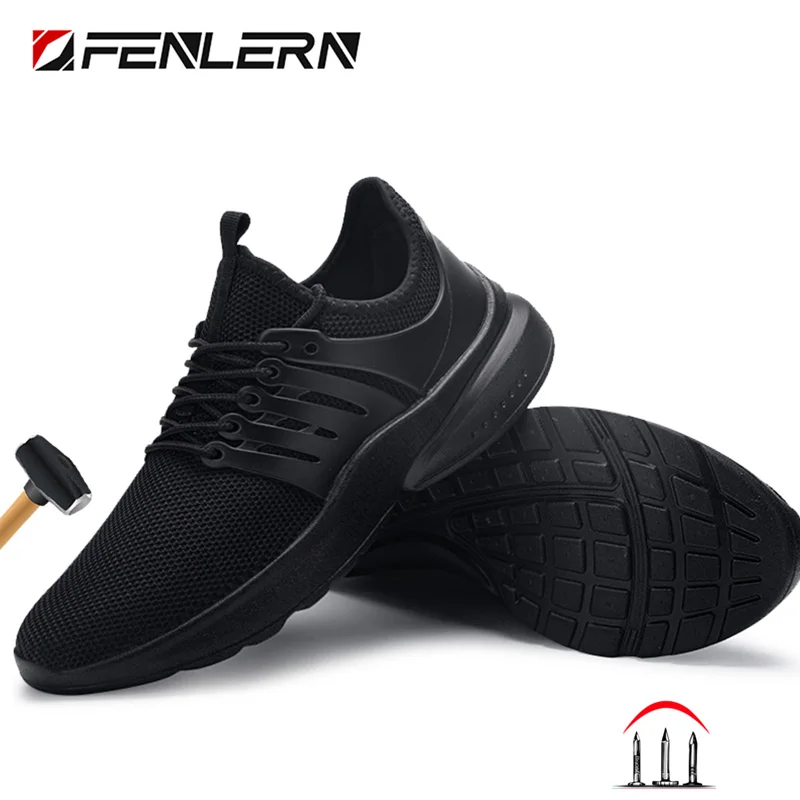 FENLERN Waterproof Safety Shoes men slip on Lightweight Wide Steel Toe Shoes Women s3 Anti-smash Work Sneakers Safety Boots