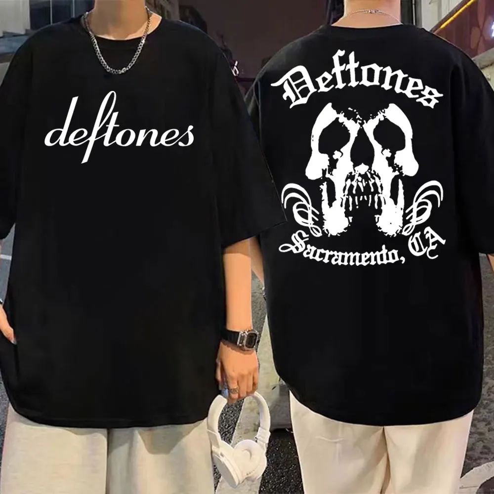 

Rock Band Deftones Skull Concert T-Shirt Summer Gothic Fashion Short Sleeve Tee Shirts Unisex Vintage Casual Oversized T-Shir