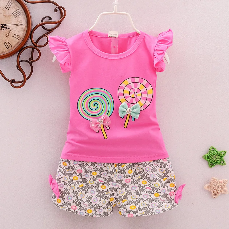 2023 girls' clothing casual style newborn girls summer children's clothing suit infants 0-4 years old 2-piece suit children's