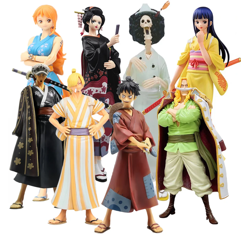 

Anime Figure Kimono Luffy One Piece Sanji Sauron Robin Nami Brook Chopper Kawaii Toys PVC Model Child Gift Desktop Decoration