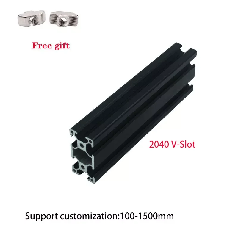

Black 2040 V- Slot Aluminum Profile Extrusion Frame European Standard 100mm-1200mm Anodized Linear For CNC 3D Printer Parts