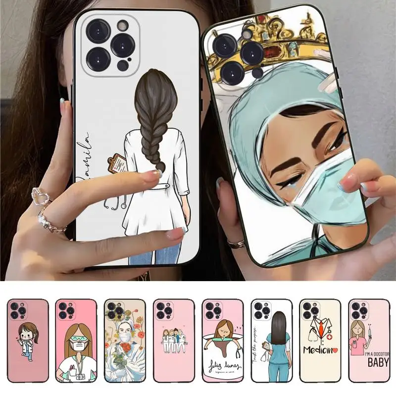 

Cartoon Medicine Doctor Nurse Phone Case For iPhone 14 13 12 Mini 11 Pro XS Max X XR SE 6 7 8 Plus Soft Silicone Cover
