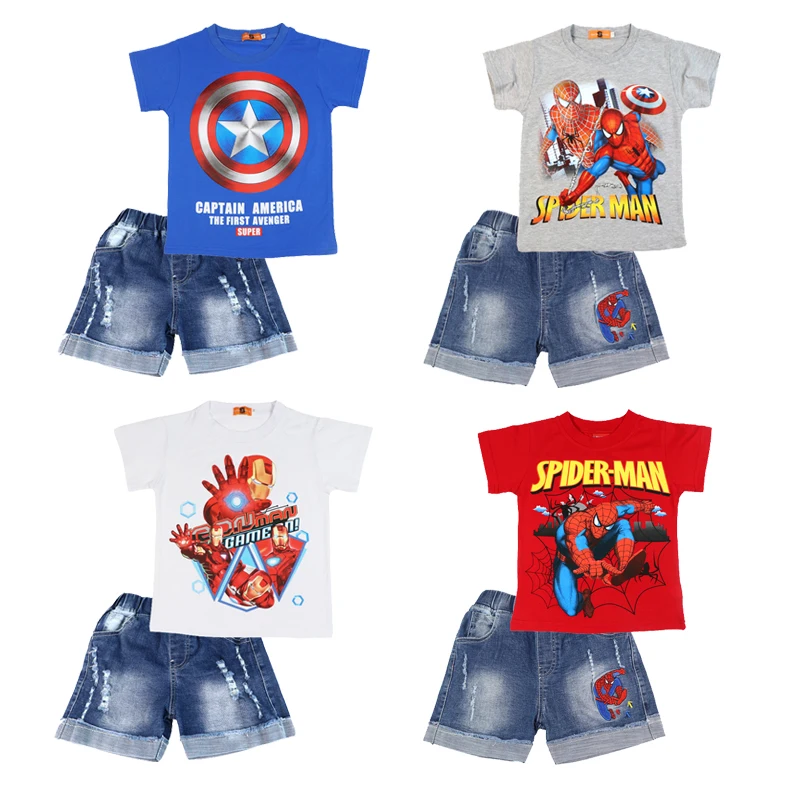 

Marvel Spiderman Boys Clothes Set Baby Kids Summer Short Sleeve T-shirt + Pants Shorts Suit Summer New Avengers Children Outfits