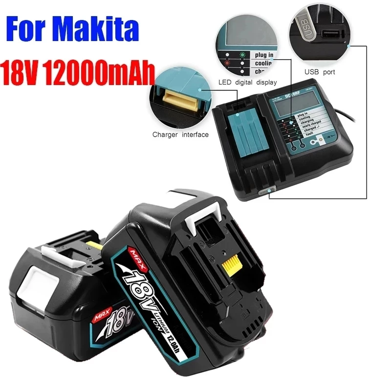 

Аккумуляторная батарея Makita BL1860 B 18 в, резервная батарея 12,0 Ач для Makita 18 в, BL1860, BL1840, BL1850 с зарядкой DC18RF