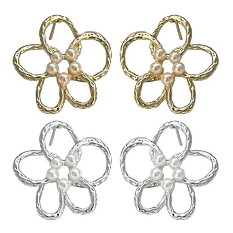 

Большие полые серьги-гвоздики, серьги с жемчугом, модные ювелирные украшения, гвоздики из меди, подарок для девочки