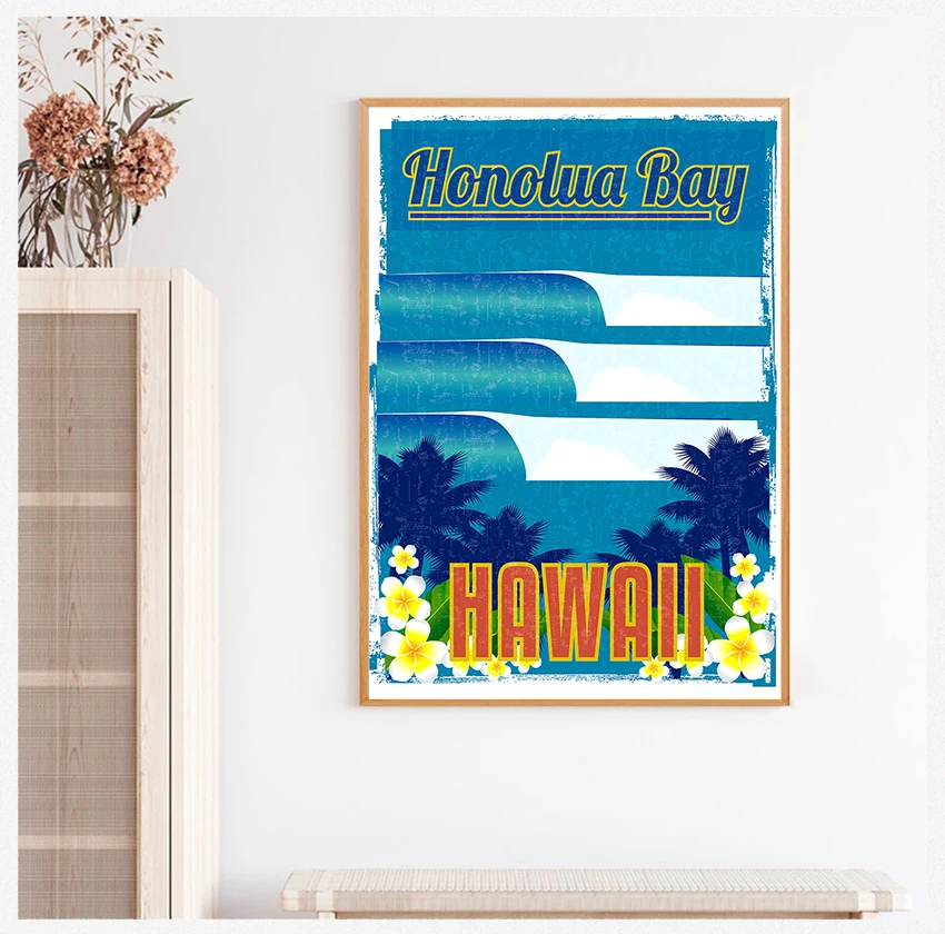 

Винтажные настенные постеры из крафт-бумаги с рисунком, настенные наклейки с покрытием, домашний декор, картины для летнего праздника, серф...