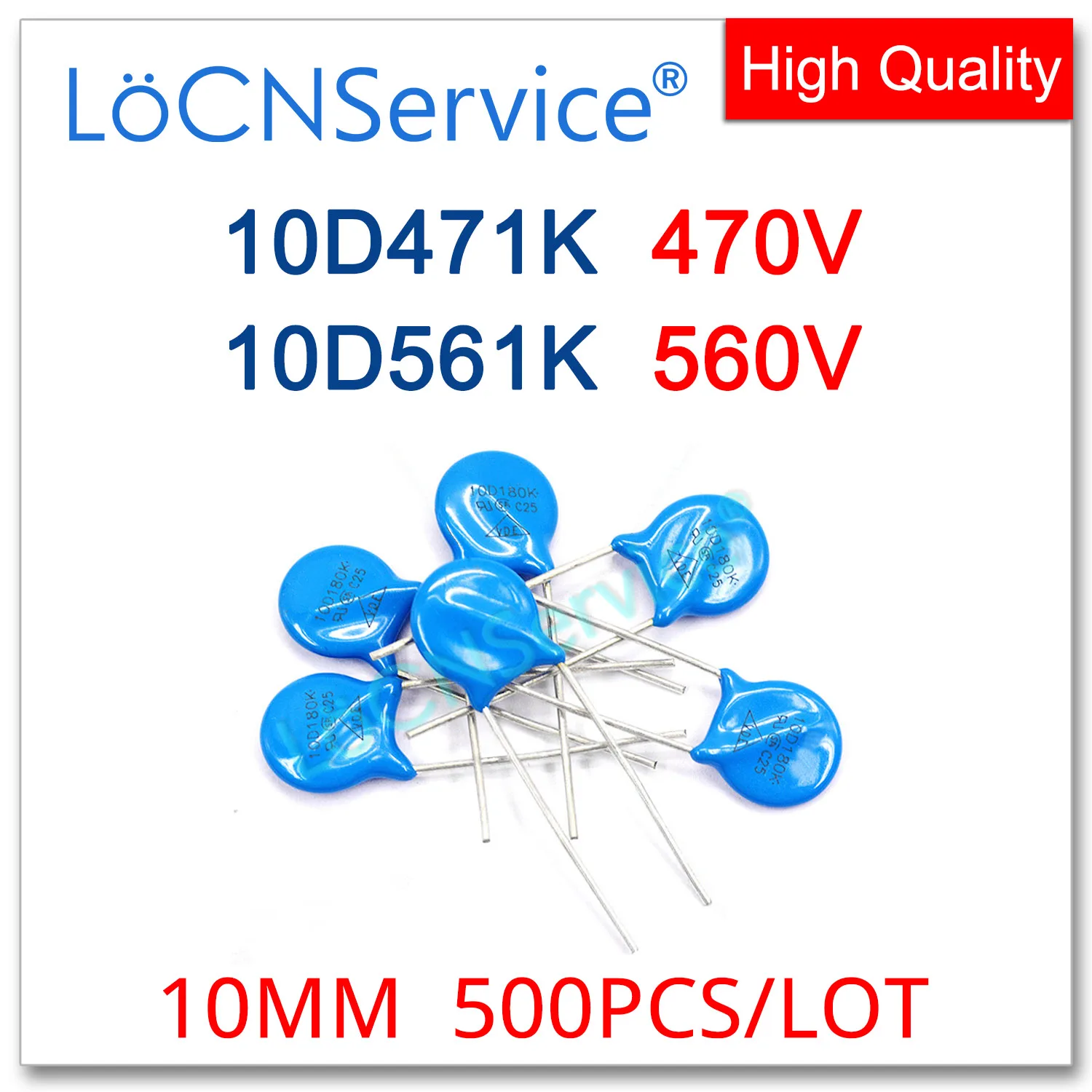 LoCNService 10 мм 500 шт. 10% 10D471K 470 в 10D561K 560 Варистор из оксида металла резистор высокого