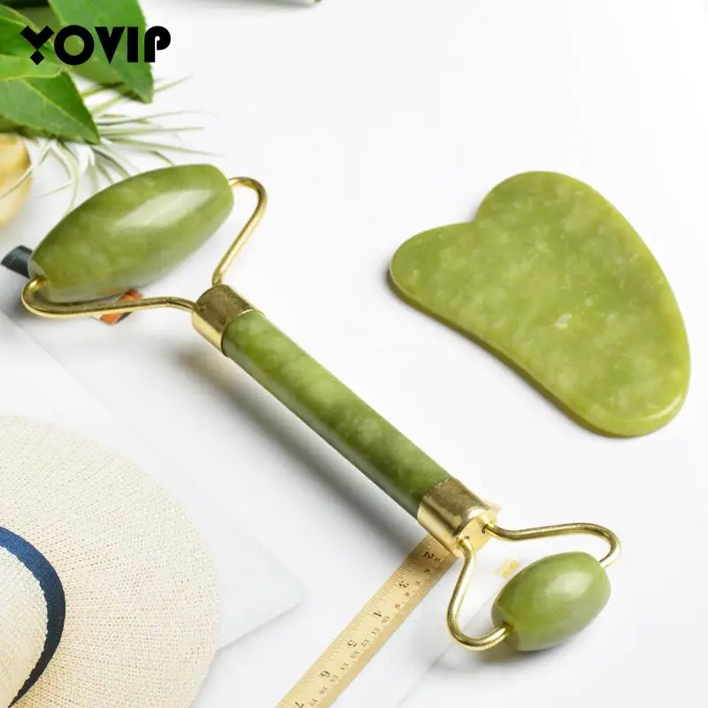 

Набор из 2 предметов, искусственный Нефритовый камень для релаксации кожи лица, похудения, красоты, шеи, тонкий инструмент
