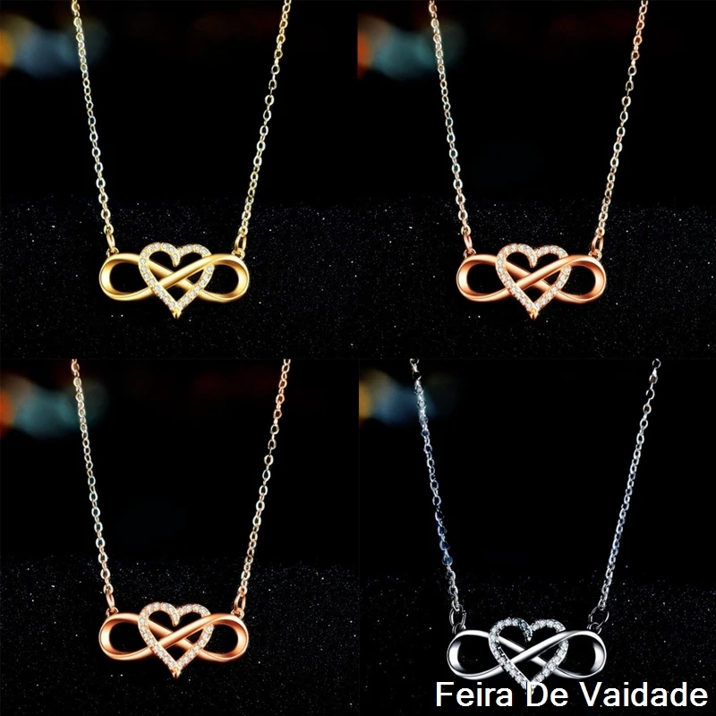 Модное романтическое ожерелье цвета розового золота и серебра с фианитом |