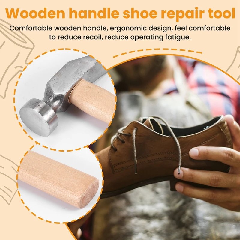 1 шт. молоток для ремонта обуви деревянная ручка кожаная работа ремонт инструмент