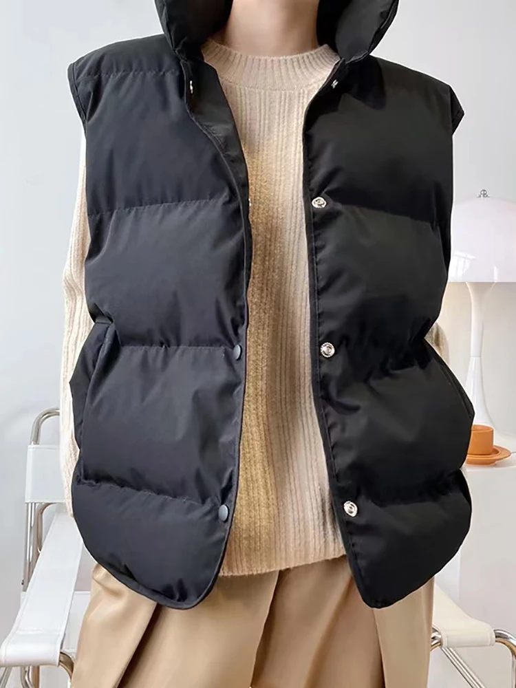 AOSSVIAO Fashion Contton Vest Women's Autumn 2023 New Stand Collar Single Breasted Sleeveless Loose Solid Color Waistcoat