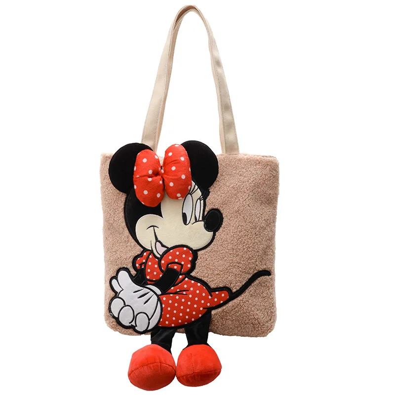

Сумка на плечо Disney с Микки Маусом, мультяшная плюшевая сумка, женская сумка для покупок