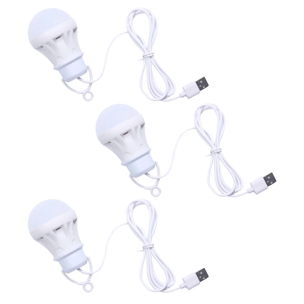 

3pcs Creative Night Lamps USB Charging Lamp Bulbs for Outdoor Camping (White)