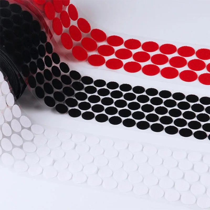 100pair Self Adhesive Fastener Tape Dot 10/15/20/30mm Sticker Dots Adhesive White Black Red Round Coin DIY Hook Loop Strong Glue