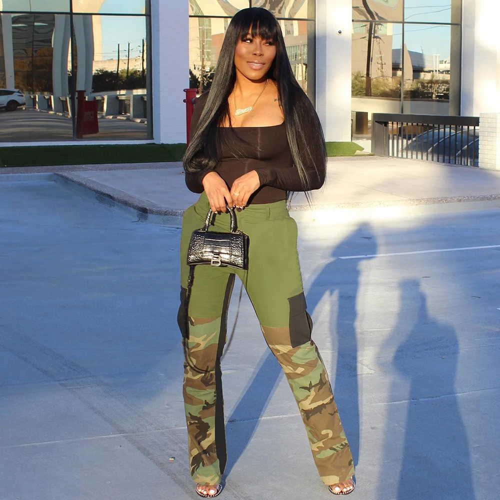 Women's 2023 spring fashion new products camouflage sexy slim casual zipper pocket pants