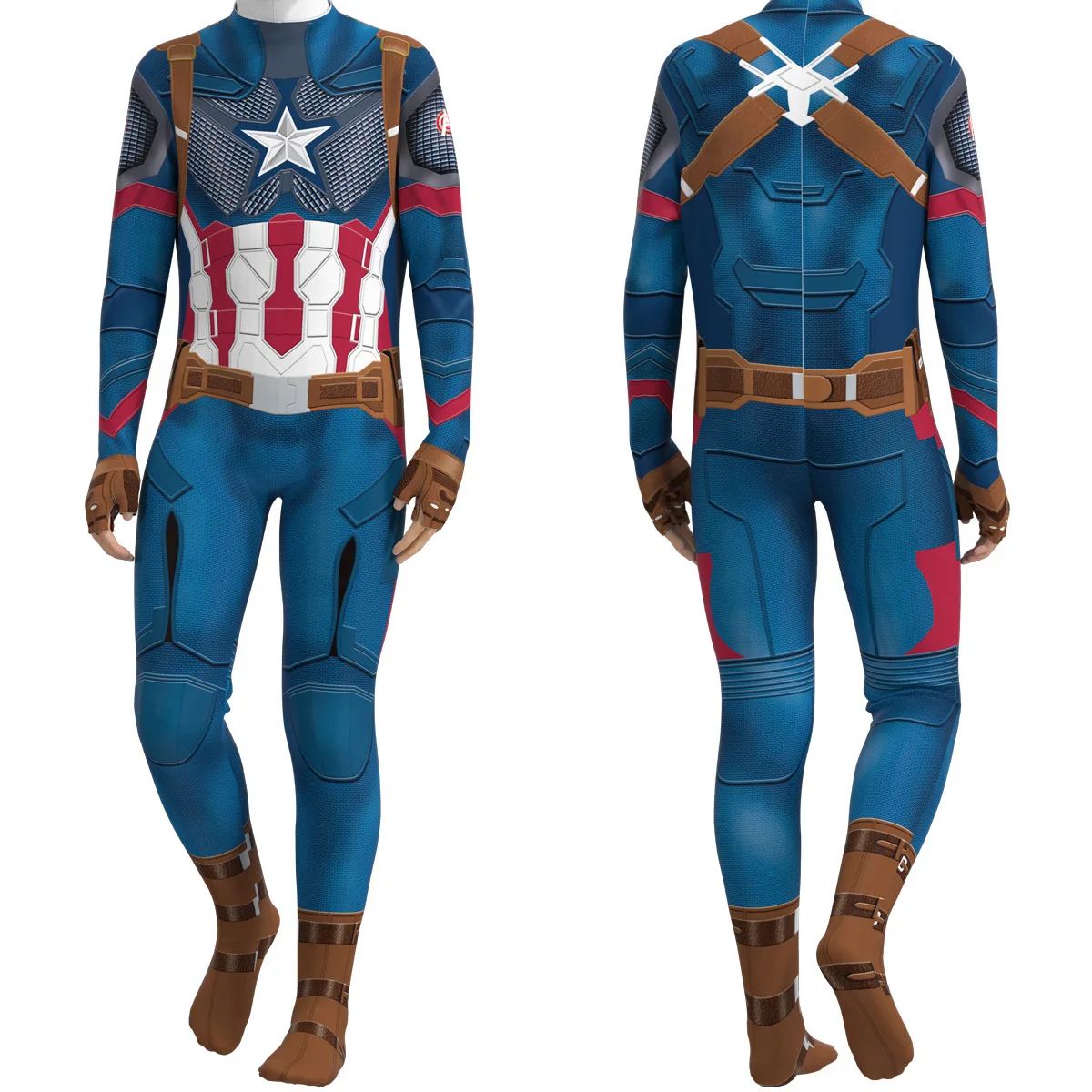 Halloween Cosplay Captain America Family Matching Clothes Superhero Muscle Costume Adult Men Kid Boys One-piece Bodysuit Outfits