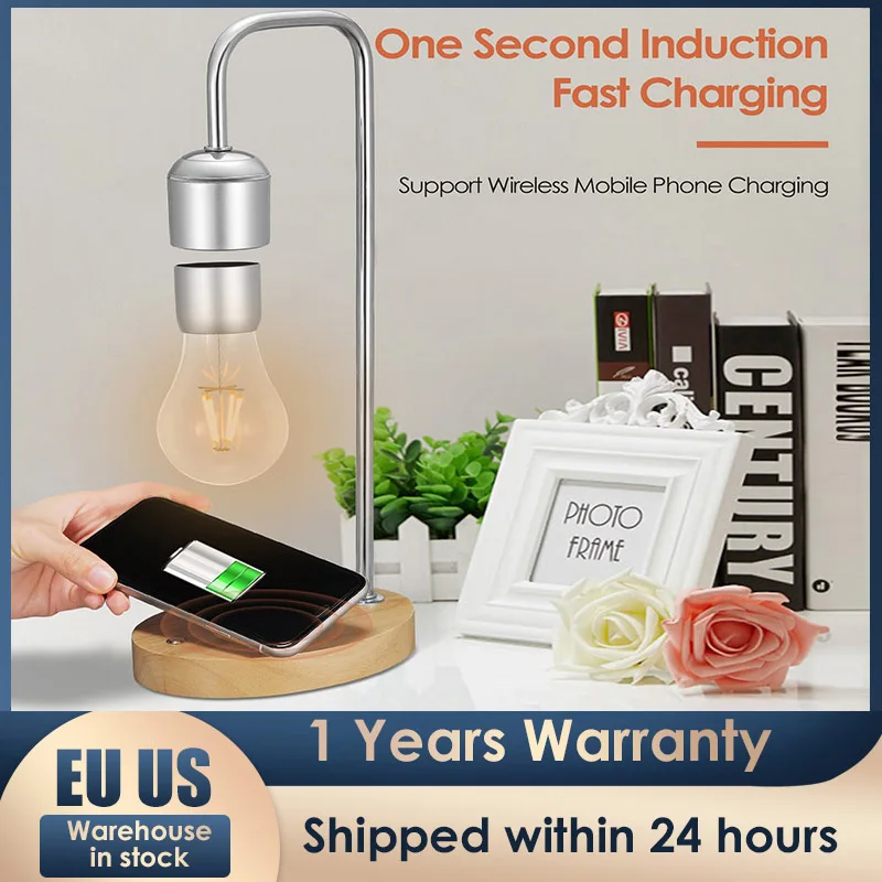 Modern Levitating Lamp With Floating Light Bulb Innovative Design With Wireless Charger LED Night Lights Cool Lamps