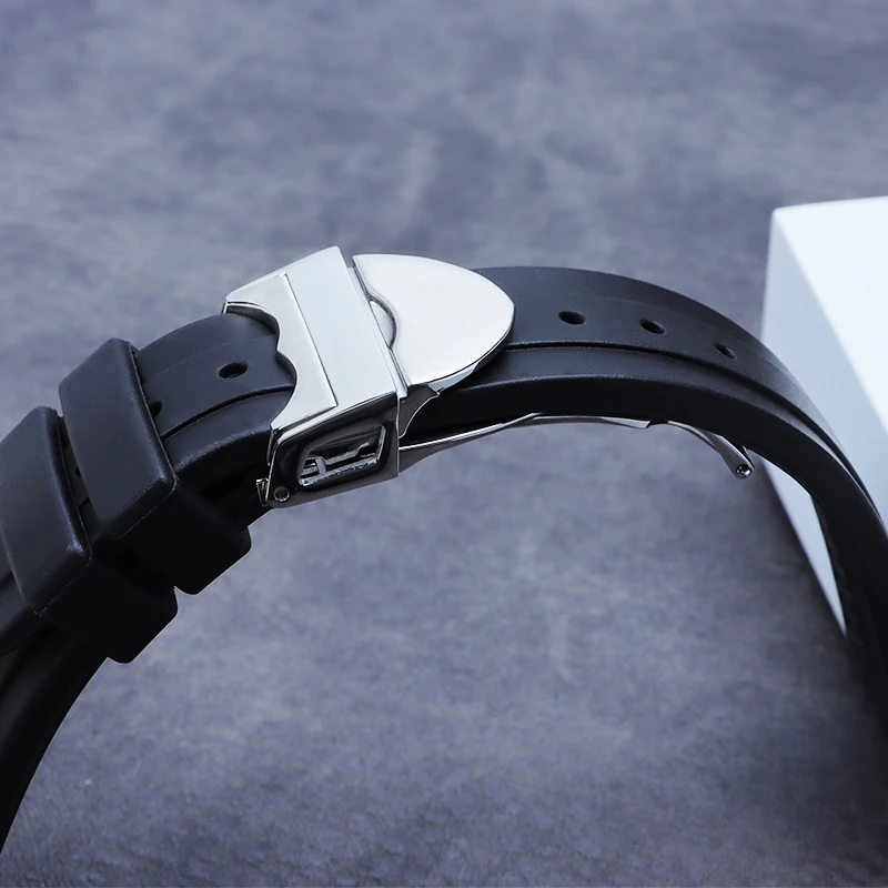 20mm 22mm Watch Strap Black Waterproof Soft Silicone Watchband Silver Gold Buckle For Tudor T17 PRC100 strap