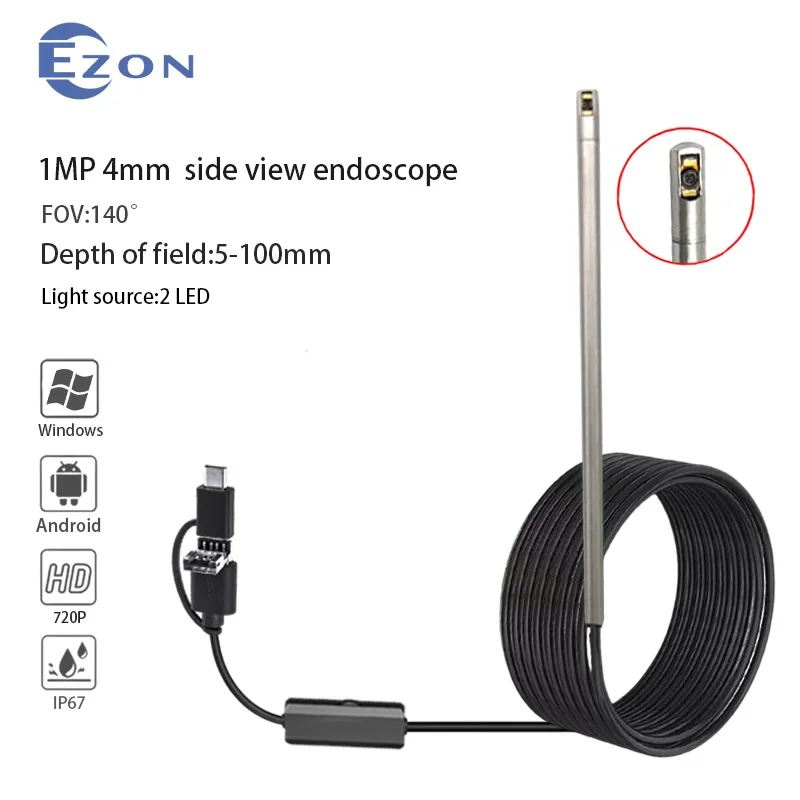 

1MP 4mm 140° Wide Angle Pipe Gun Cleaning Camera for Gun Barrel Inspection 2m USB Type-C 3-in-1 Soft Cord Rifle Endoscope