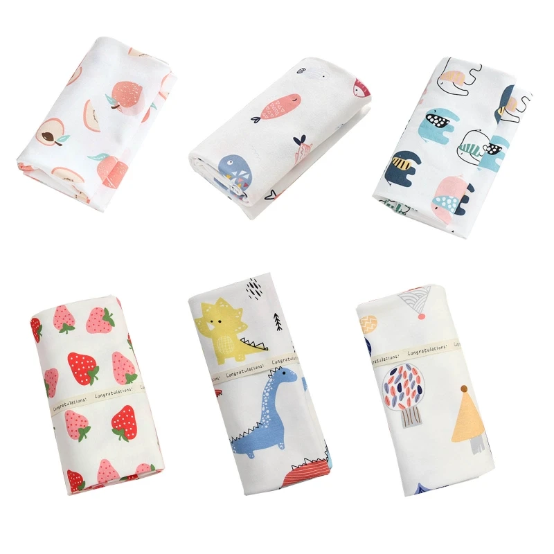 

Baby Muslin Soft Cotton Receiving Blanket Infants Cartoon Printed Swaddle Wrap Newborn Sleepsack Stroller Cover