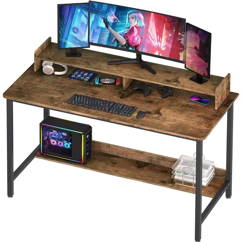 

Компьютерный стол WOODYNLUX с полками, 43 дюйма игровой письменный стол, Рабочий стол для кабинета с хранилищем для дома и офиса