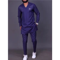 mens sets two piece dashiki african clothing suits for men shirt and pants v neck long sleeved tops and trousers 2022 summer