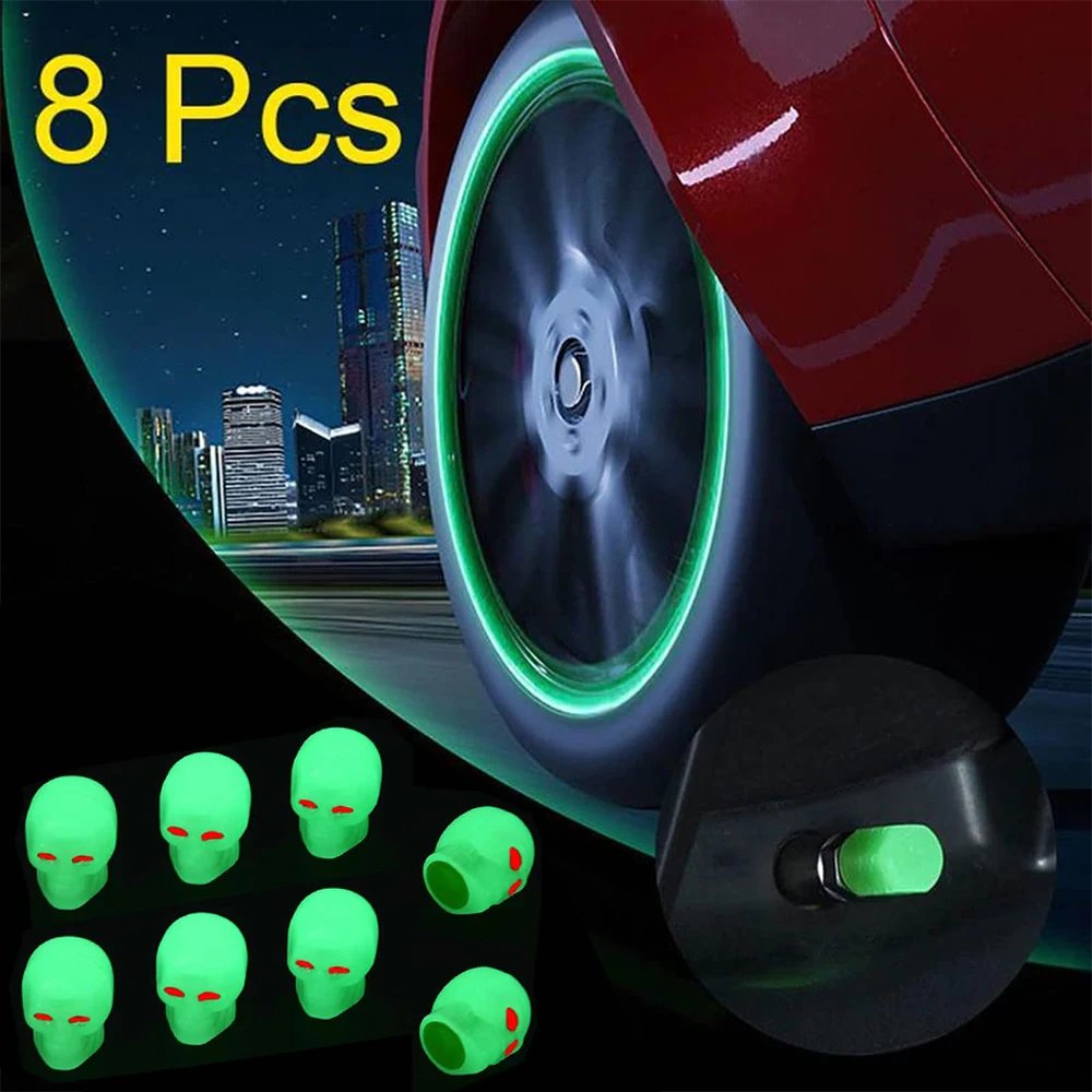

4/8Pcs Universal Luminous Tire Valve Cap Car Wheel Hub Glowing Dust-proof Decorative Tyre Rim Stem Covers Applicable Motorcycle