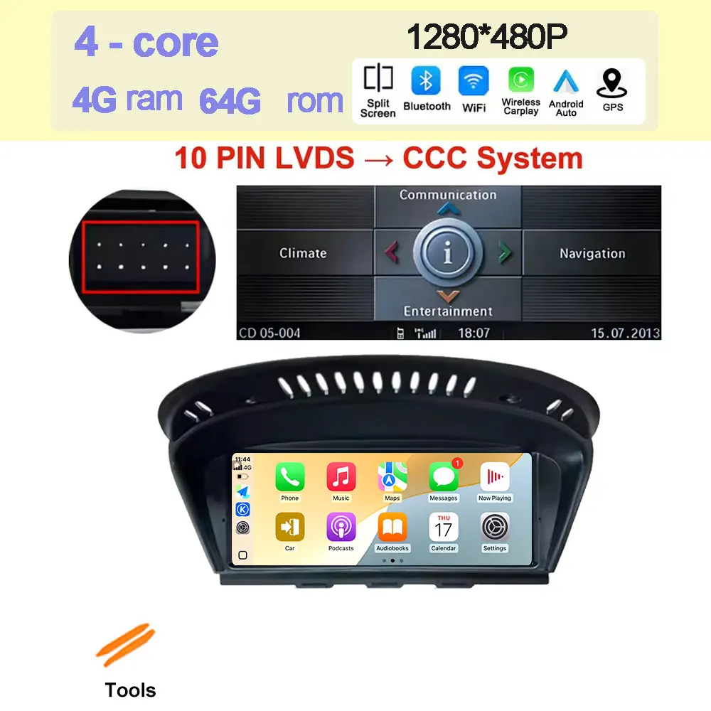 

ОС Android для BMW 5/3 серии E60 E61 E62 E63 E90 E91 E92 E93 CCC/CIC Система беспроводной CarPlay Auto Авто Мультимедийное радио GPS