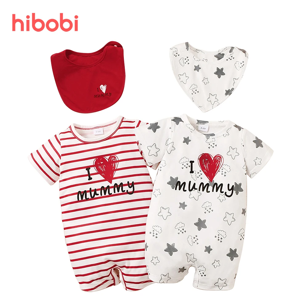 

Hibobi боди для новорожденных мальчиков и девочек комбинезоны с коротким рукавом 2 шт. летний детский комбинезон