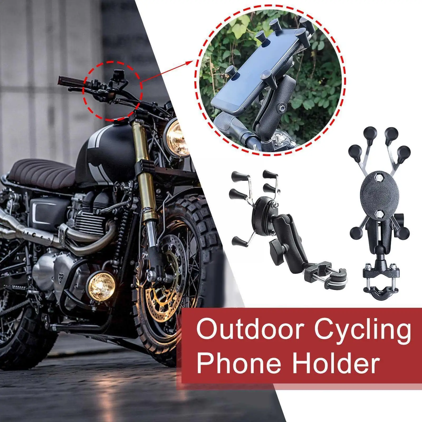 

New Motorcycle Phone Holder Bicycle Phone Holder Bike Handlebar Motor Support Mount Slots Card R7t4