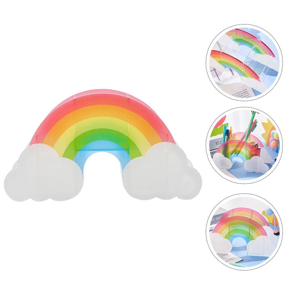 

Storage Rainbow Pen Container Brush Holder Acrylic Stand Organizer Household Home Pot Decorative Kids Markers Holders