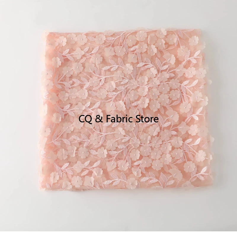 Ins Style Pink Laser 3D цветочная вышитая сетчатая ткань для женщин платья детские платья по метрам (art.: 3920d207bda7a) - 3920d207bda7a