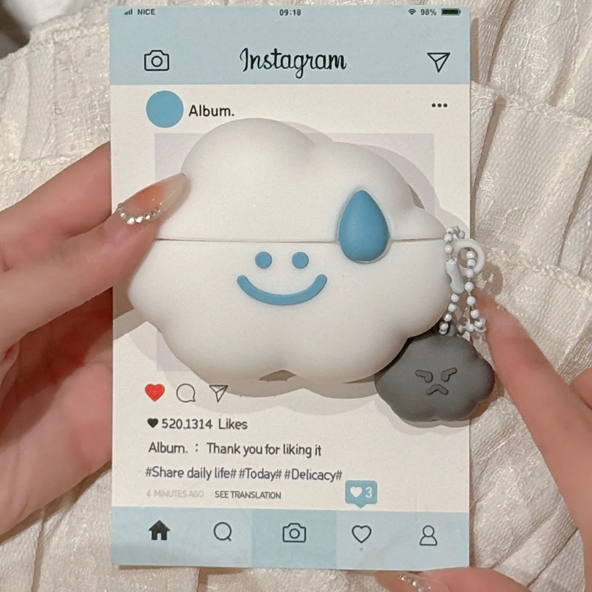 Защитный чехол с милым облаком для AirPods 3 цвет в ассортименте