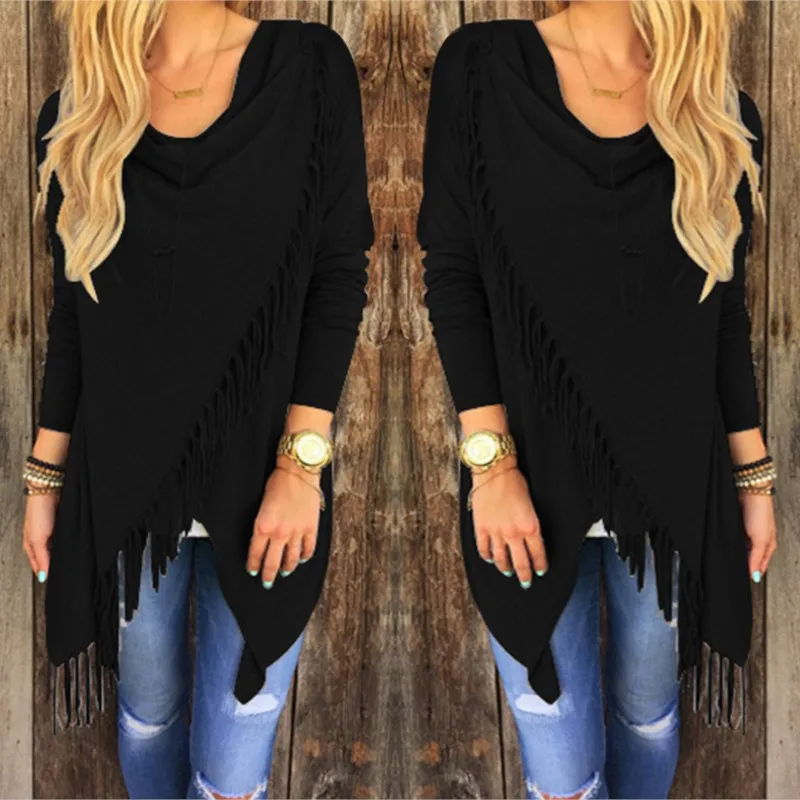 Женский весенне-зимний женский кардиган нестандартной формы с кисточками