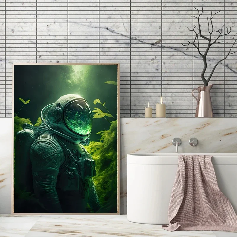 Astronaut in Flower Sea Spacewalk Canvas Poster Trippy Abstract Wall Picture for Living Room Bedroom Playroom Modern Home Decor