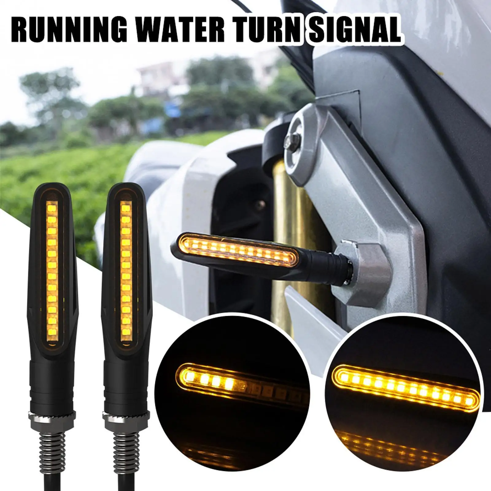 

2pcs Motorcycle Turn Signals LED Lights Flowing Water Flicker Flashers Indicators for Honda Kawasaki Ducati KTM Aprilia