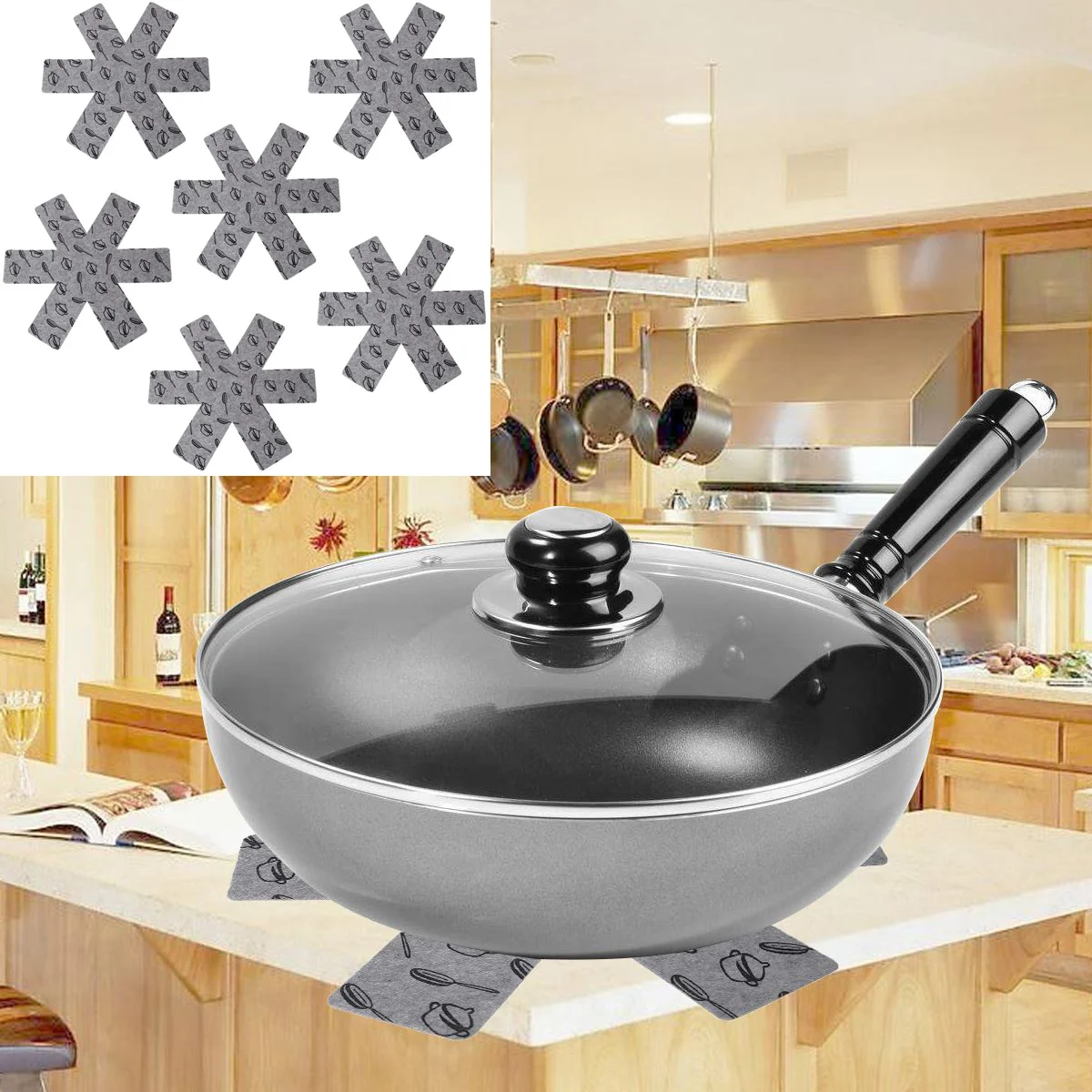 

6pcs Pot & Pan Protectors Gray Premium Divider Pads to Prevent Scratching Separate and Protect Surfaces for Cookware