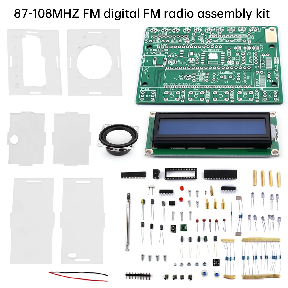

RDA5807 87 ~ 108 МГц FM-радио запасные части DIY комплект для пайки ЖК-экран с динамиком Цифровой FM-модуль