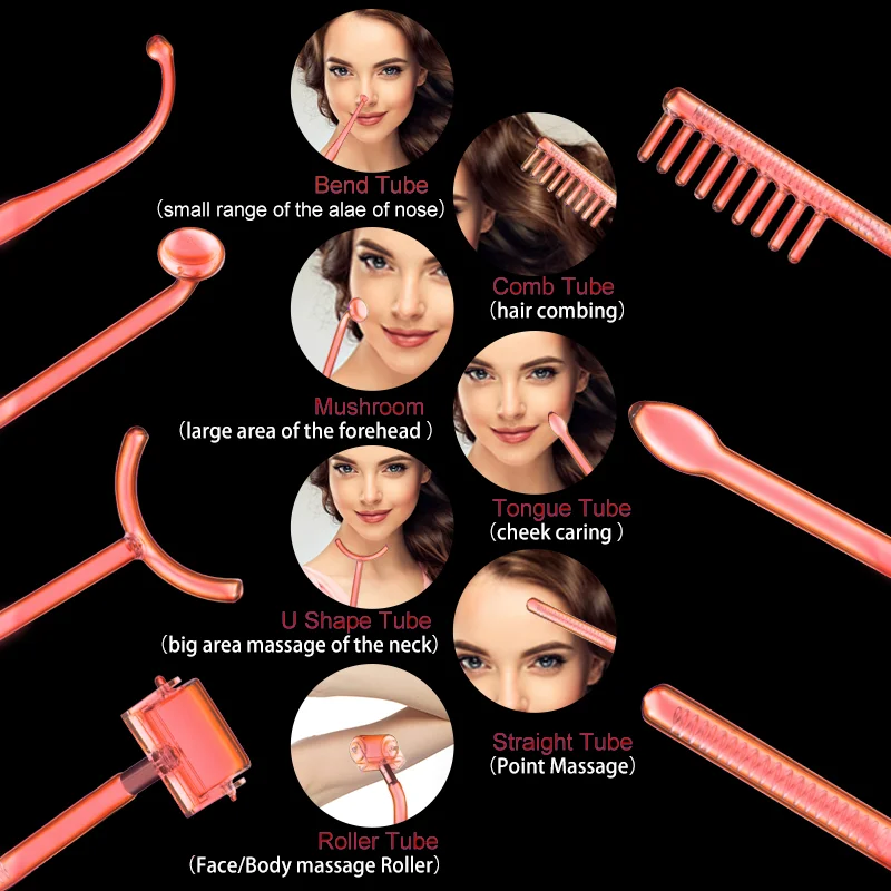 

7in1 High Frequency Electrode Wand Argon Gas Electrotherapy Glass Tube Acne Spot Remover Facial Therapy Wand （ no handle）